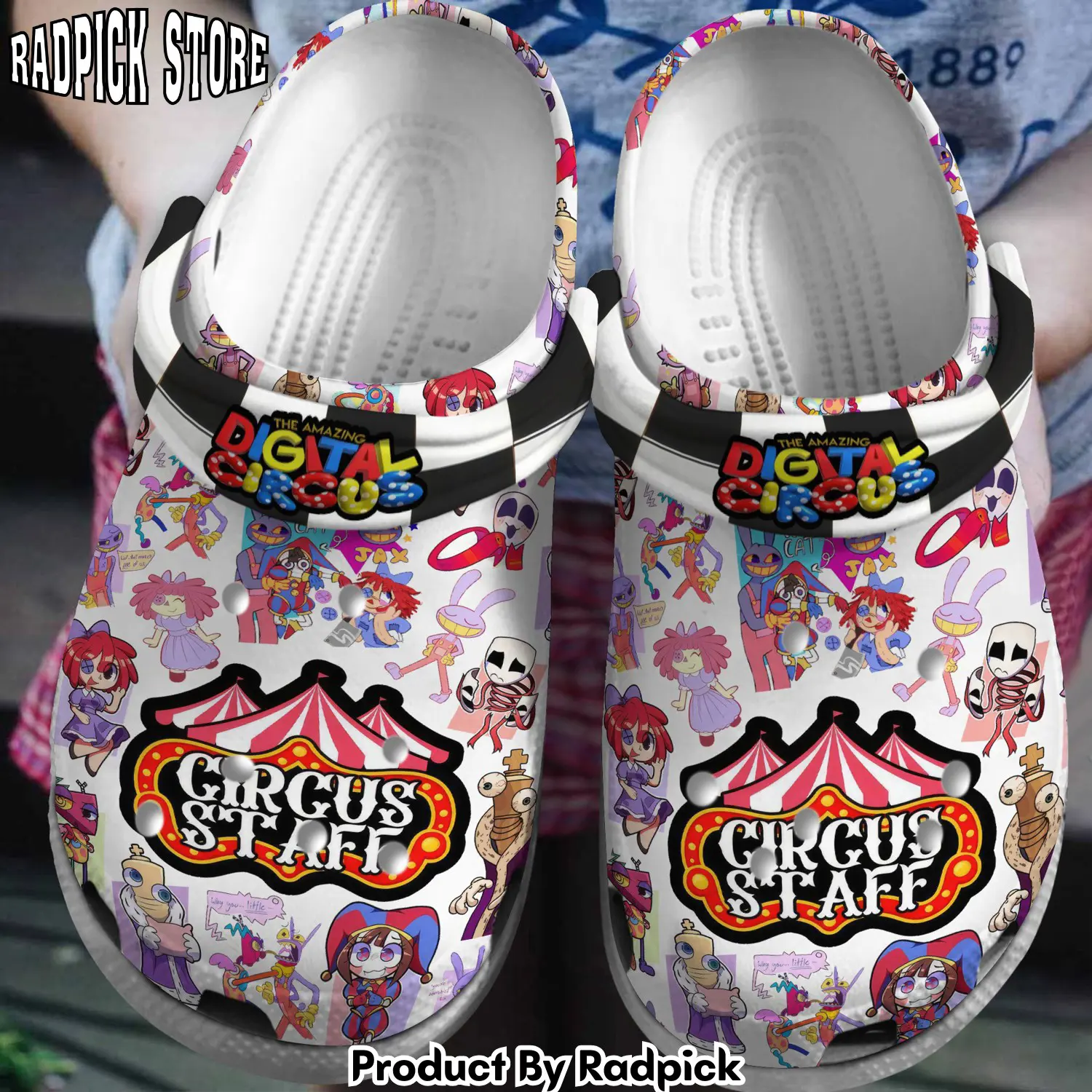Radpick circus staff clowns the amazing digital circus cartoon clogs crocband clogs shoes comfortable for men women and kids footwearelite exclusive rp6527257